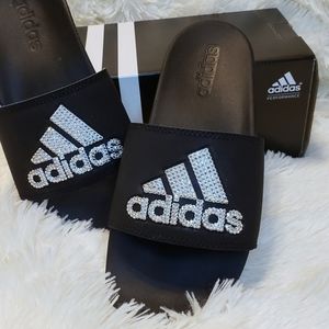 Adidas cloudfoam slides w/Swarovski detail